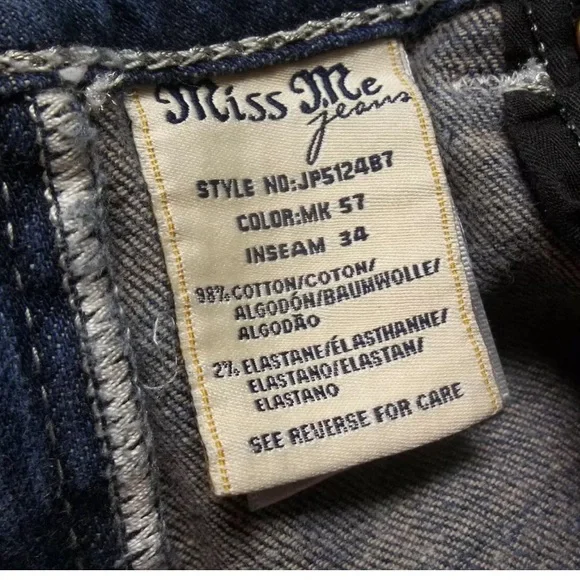 Miss Me Jeans Bling Rhinestones Crystal Studs Boot Cut JP5124B7 SZ 27 Inseam 34 - Picture 5 of 11